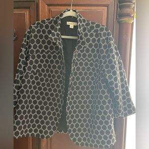 Size 18  Coldwater Creek black and white dots blazer.